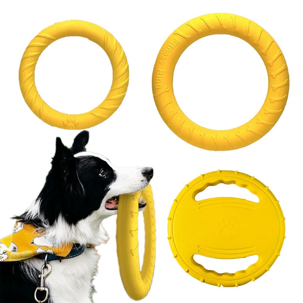 Flying Disc Dog Training Toy - ชุดของเล่นสำหรับสุนัขเล่นกลางแจ้ง แผ่นดิสก์ลอยน้ำ EVA ทนทาน ทนต่อการกัด ของเล่นสำหรับฝึกสุนัข