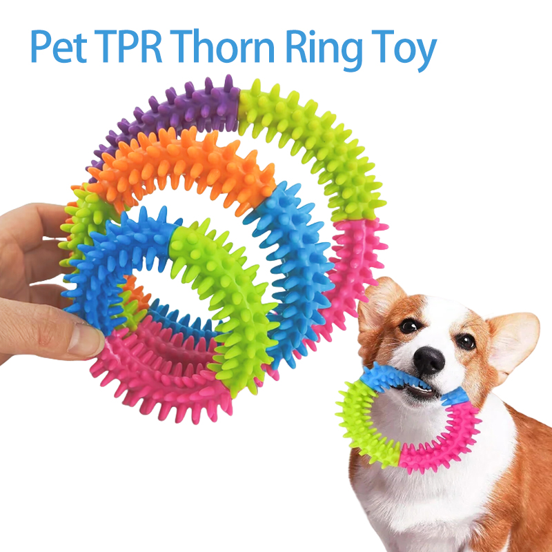 Flying Disc Dog Training Toy - ของเล่นสุนัขแสนน่ารัก จานบินฝึกสุนัข วงแหวนหนาม วงแหวนวงกลม ของเล่นกัดแทะสำหรับสุนัข ทำความสะอาดฟัน